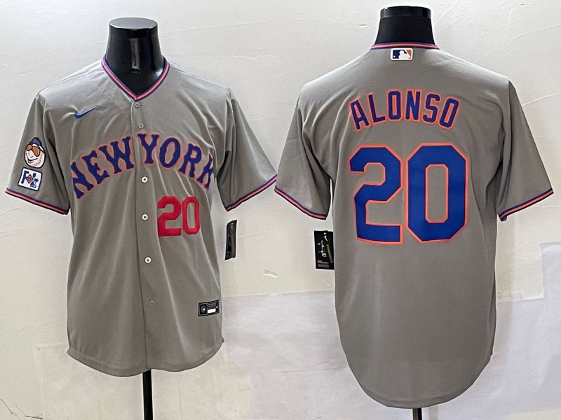 Men New York Mets #20 Alonso Grey Second generation 2025 Nike MLB Jersey style 7